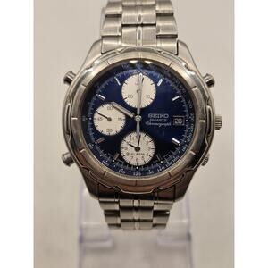 MEN'S SDW393 7T32-6E69 SEIKO SPORTS ANALOG CHRONOGRAPH WATCH. 7.25" Band.